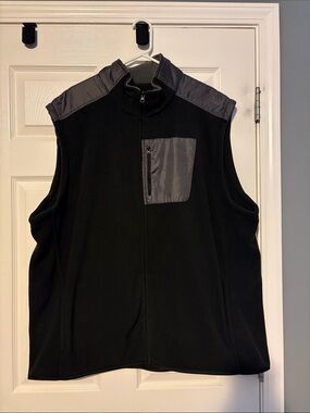 Athletech Black Fleece Vest with Gray Accent